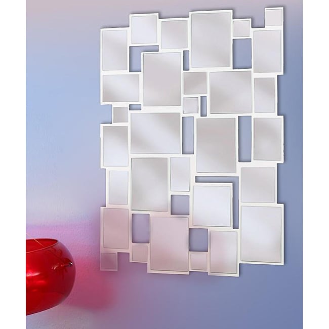 Collage 39x28 Glossy White Wall Mirror