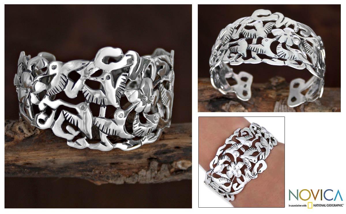 Silver Hummingbird Mystique Cuff Bracelet (Mexico)  