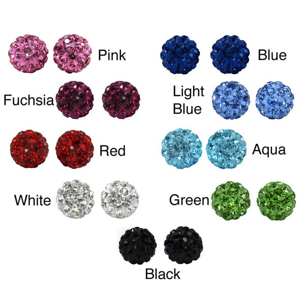 Sterling Silver Crystal Studded 6 mm Round Stud Earrings Crystal, Glass & Bead Earrings