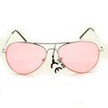 Women's 30011c Silvertone Aviator Sunglasses with Pink Lenses