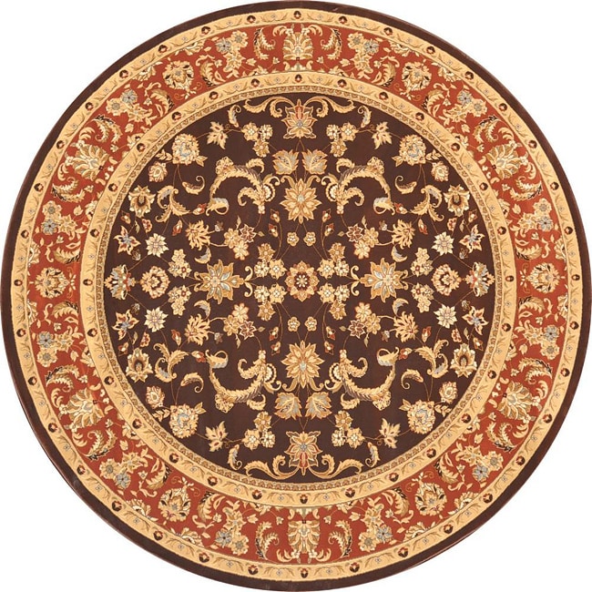 Hand tufted Primeval Brown Oriental Indoor/outdoor Rug (77 Round)