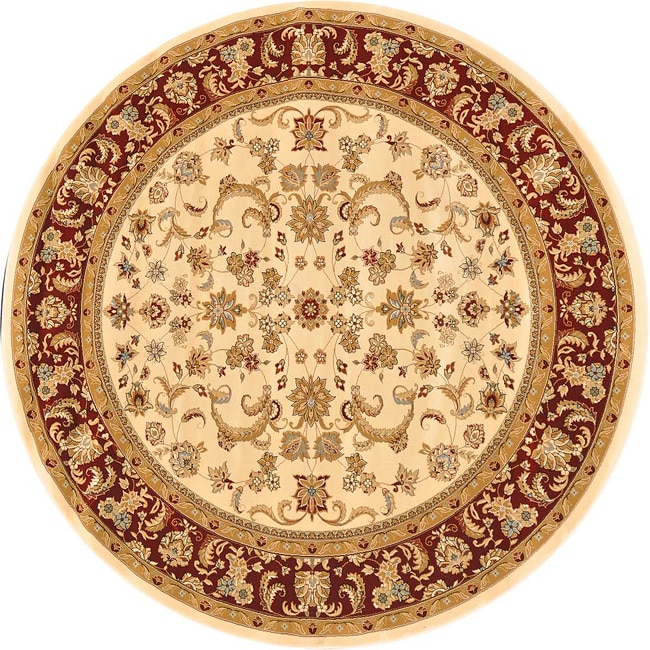 Hand tufted Primeval Ivory Oriental Rug (77 Round)