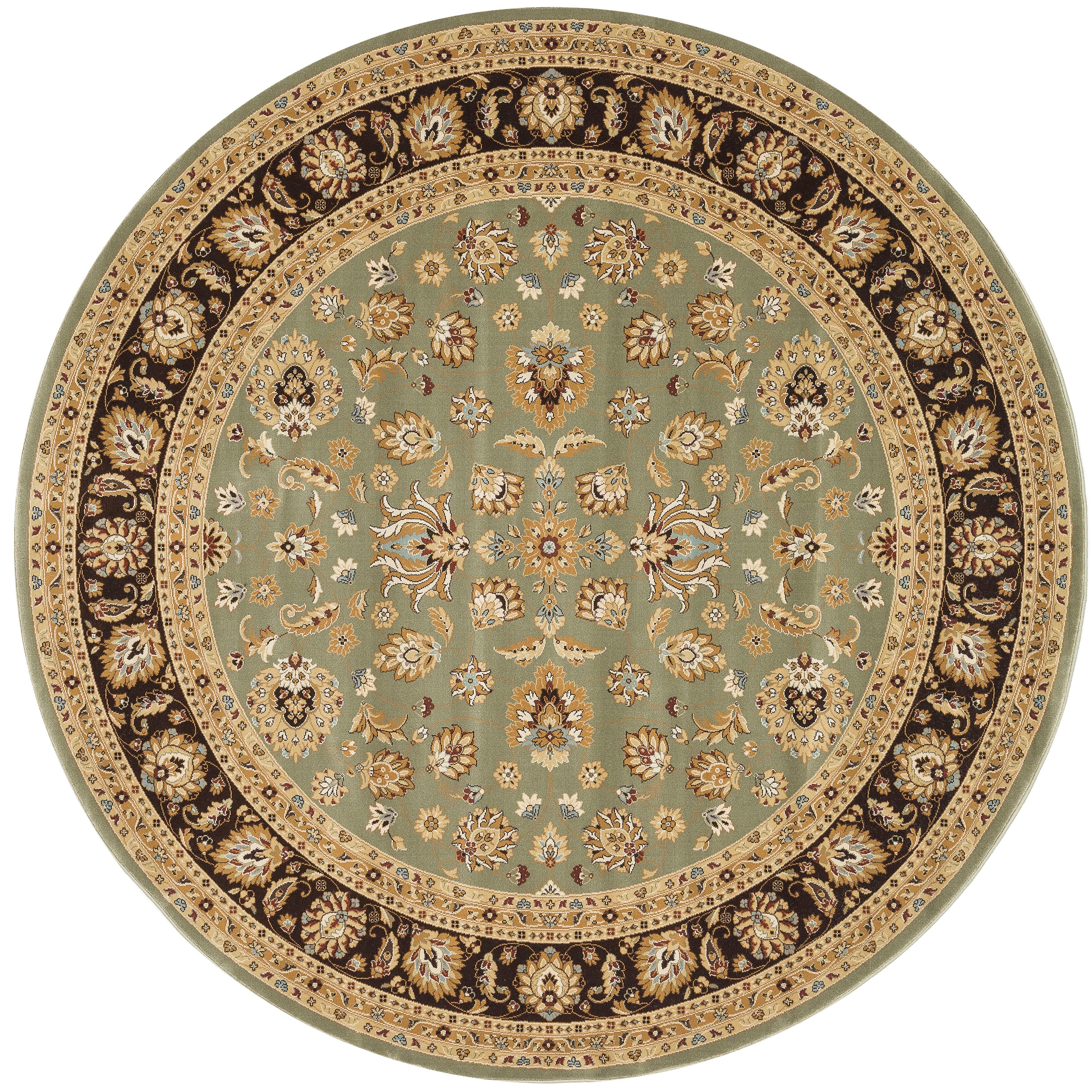 Primeval Sage/ Coffee Oriental Rug (77 Round)