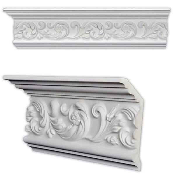 Scrolling Leaf 6.375-inch Crown Molding (8 pieces)