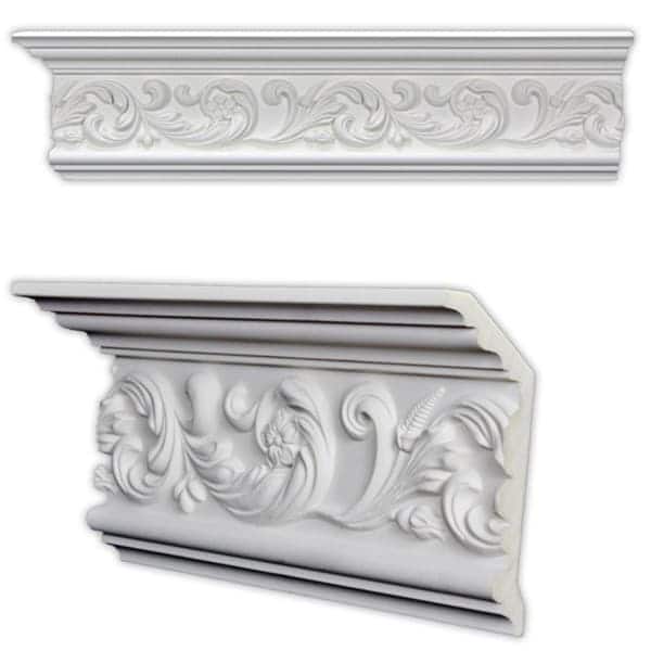 Scrolling Leaf 6.375-inch Crown Molding (8 pieces)