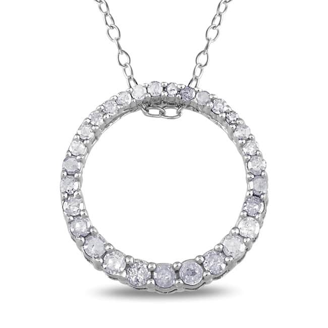 Miadora Sterling Silver 1/3ct TDW Diamond Circle Necklace