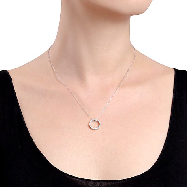 Miadora Sterling Silver 1/3ct TDW Diamond Circle Necklace