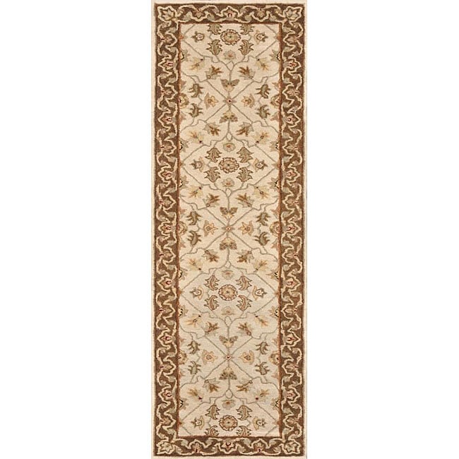 Hand tufted Aara Ivory/ Brown Wool Rug (23 X 8)