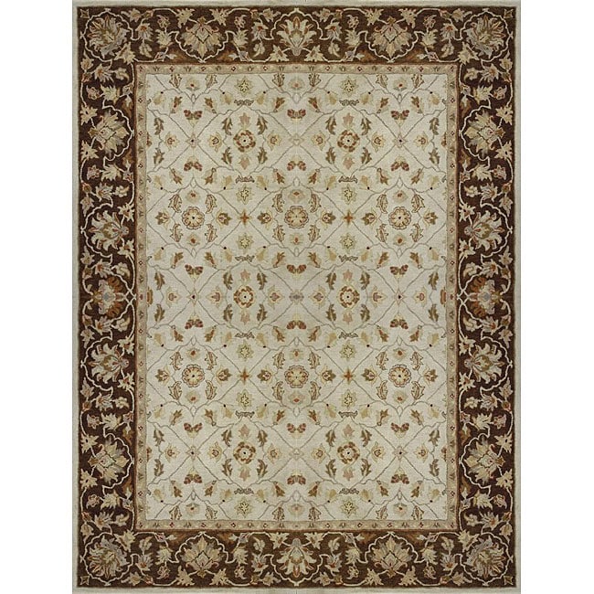 Hand tufted Aara Ivory/ Brown Wool Rug (36 X 56)