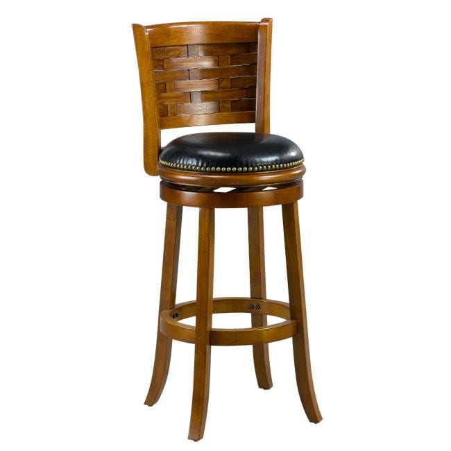 Brooklyn Dark Oak Woven Back Swivel Bar Stool