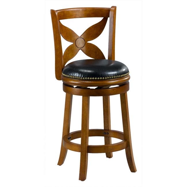 Livingston Dark Oak Floral Back Swivel Counter Stool