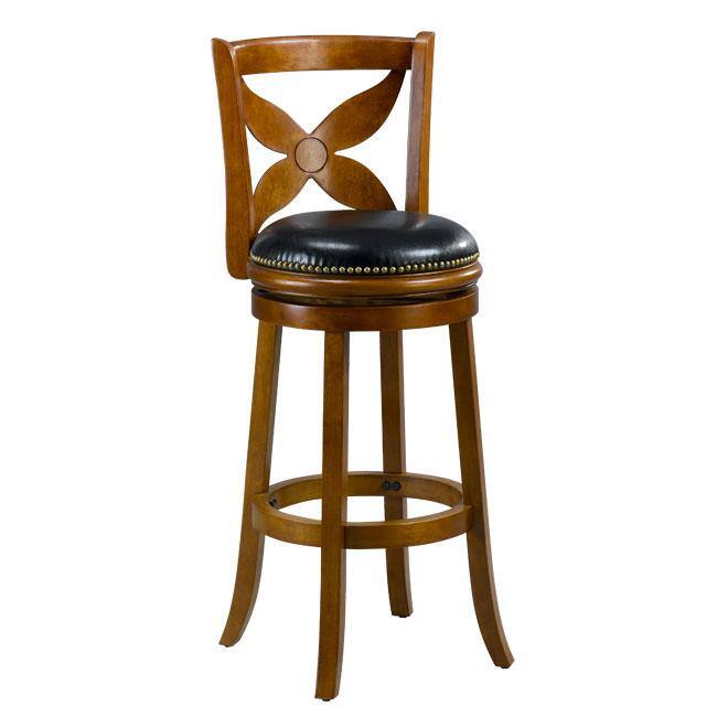 Livingston Dark Oak Floral Back Swivel Bar Stool