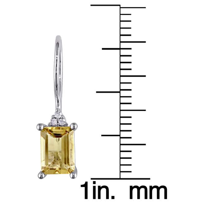 Miadora Sterling Silver Citrine and Diamond Earrings