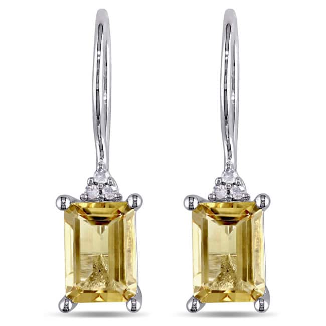Miadora Sterling Silver Citrine and Diamond Earrings