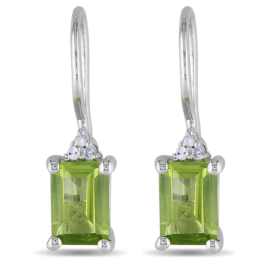 Miadora Sterling Silver Peridot and Diamond Earrings