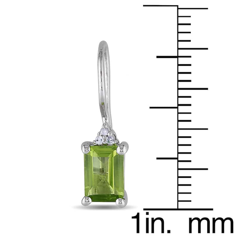 Miadora Sterling Silver Peridot and Diamond Earrings