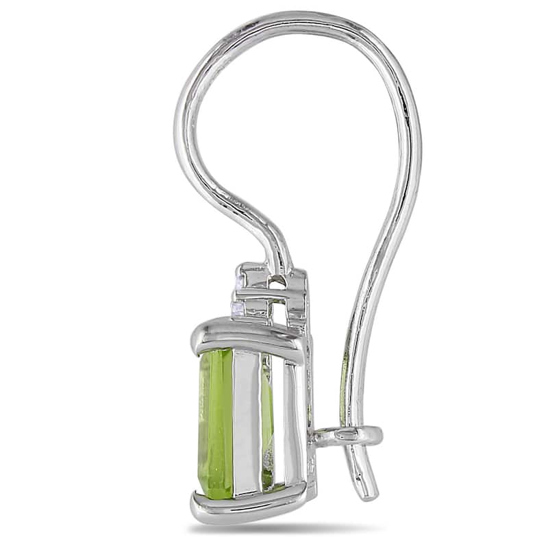 Miadora Sterling Silver Peridot and Diamond Earrings