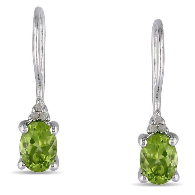Miadora Sterling Silver Peridot and Diamond-accented Earrings