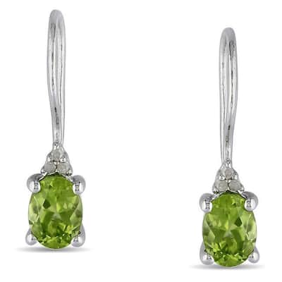 Miadora Sterling Silver Peridot and Diamond-accented Earrings