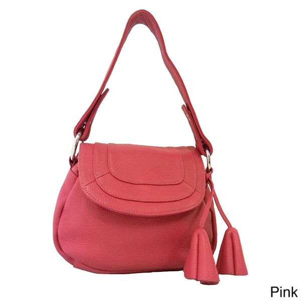 Shop Donna Bella 'Convenience' Leather Shoulder Bag - Free Shipping ...