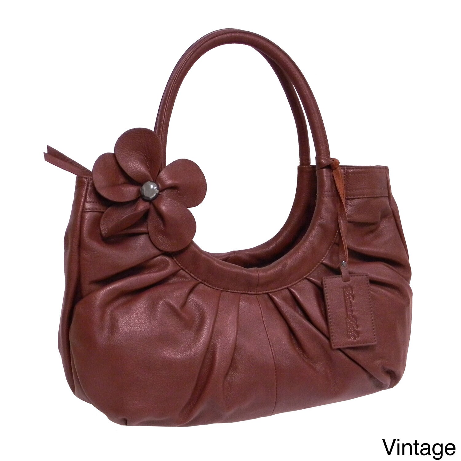 Donna Bella 'Mabel Floral' Leather Shoulder Bag - Overstock Shopping ...