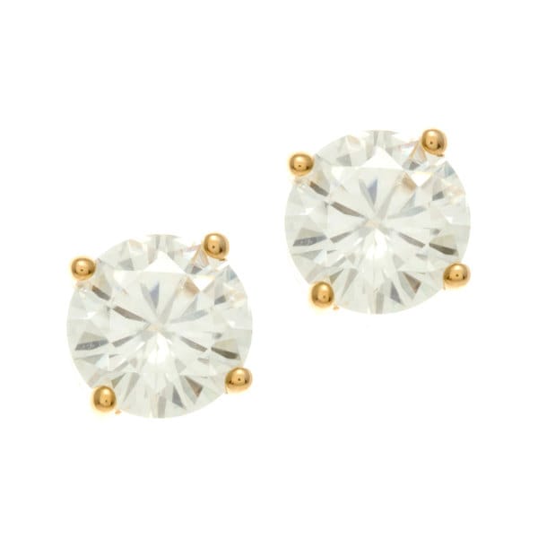 14k Yellow Gold Moissanite Stud Earrings Women's Moissanite Earrings