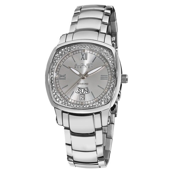 Shop August Steiner Women's Day Date Diamond Steel Silver-Tone Bracelet ...