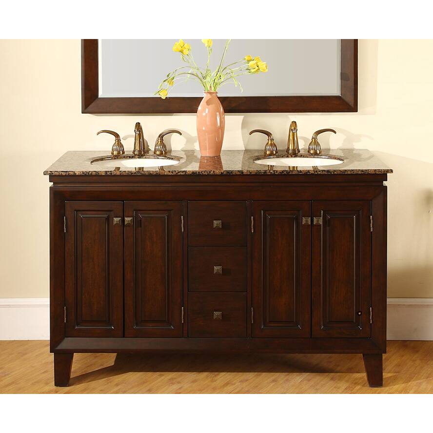Silkroad Exclusive Alameda 55-inch Double-sink Dark Brown Bathroom Vanity