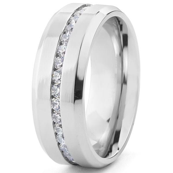 Shop Stainless Steel Men's Cubic Zirconia Ring - Free Shipping On ...