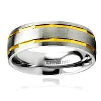 Shop Men's Stainless Steel Tri-Color Domed Band Ring - White - Free ...