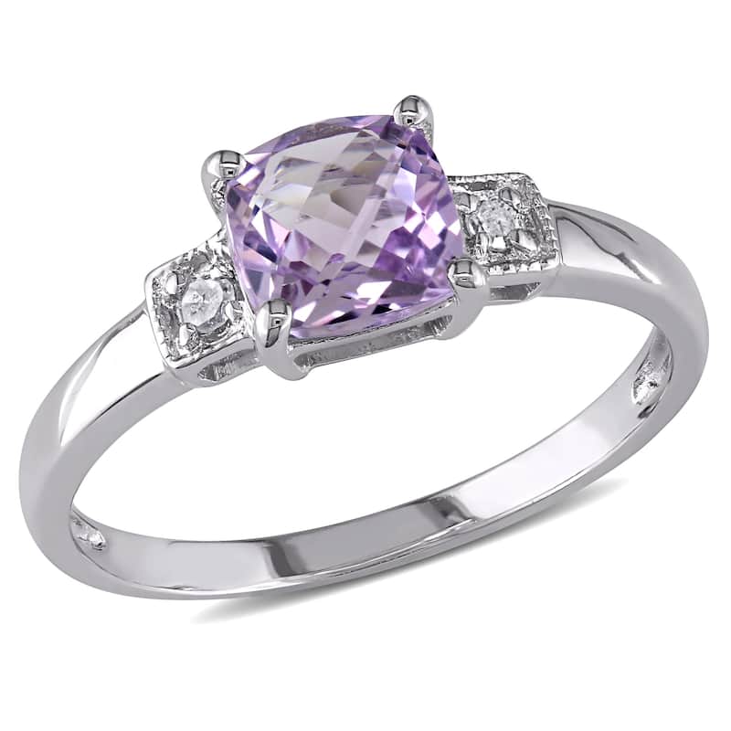 Miadora Sterling Silver Amethyst and Diamond Accent Ring