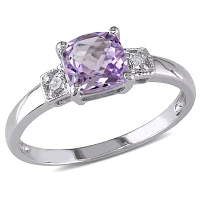 Miadora Sterling Silver Amethyst and Diamond Accent Ring
