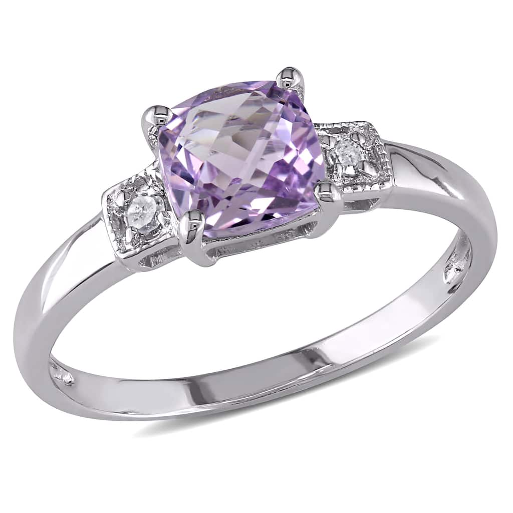 Miadora Sterling Silver Amethyst and Diamond Accent Ring
