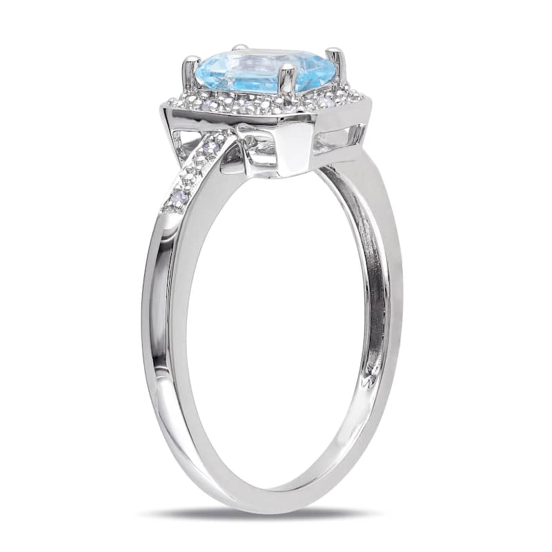 Miadora Sterling Silver Aquamarine and Diamond Accent Ring