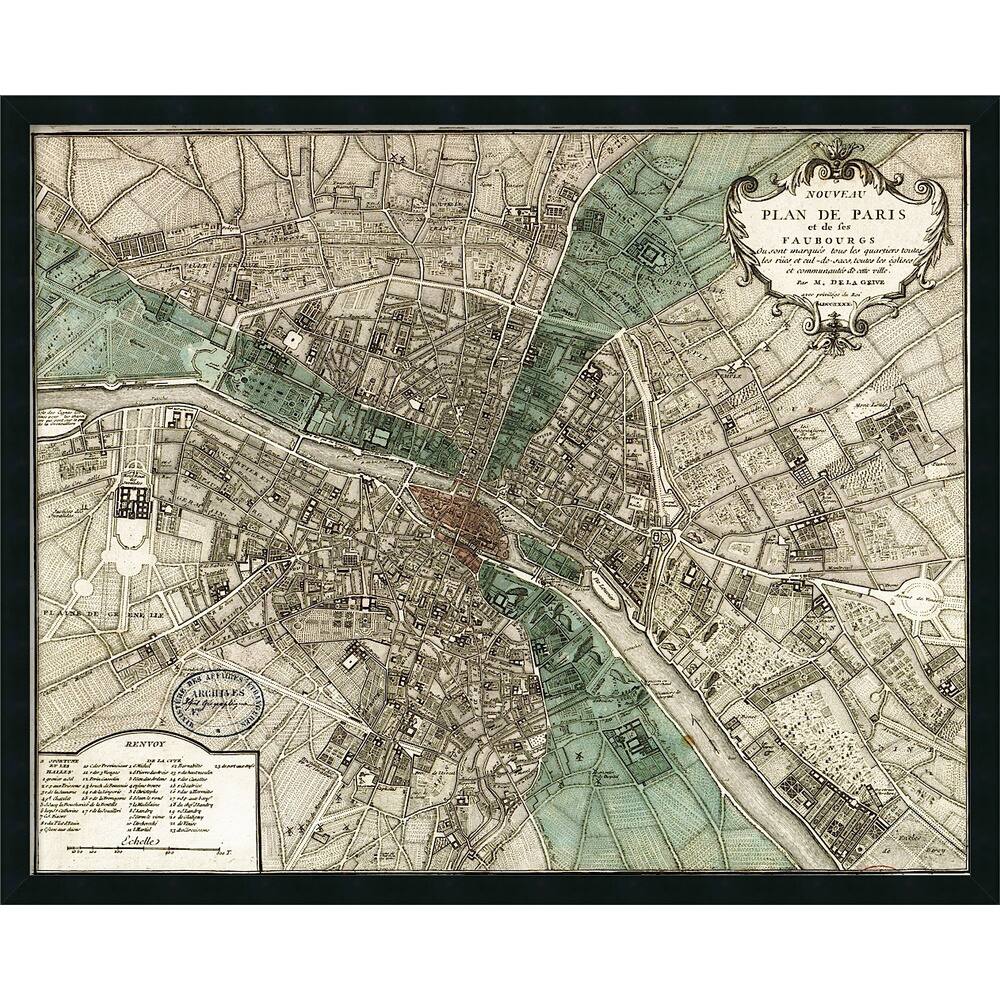 Vintage Reproduction 'Plan de Paris' Framed Art Print
