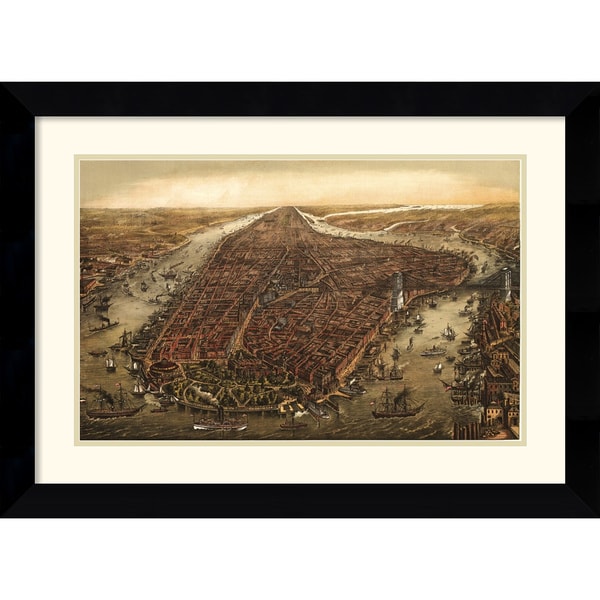 Shop Framed Art Print 'New York, 1873' by Ward Maps 28 x 21inch Free