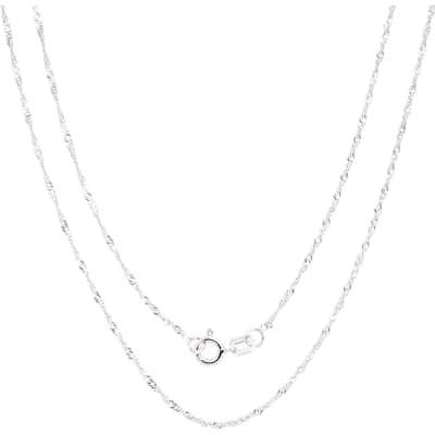 14k White Gold Singapore Chain Necklace (16-30 inch)