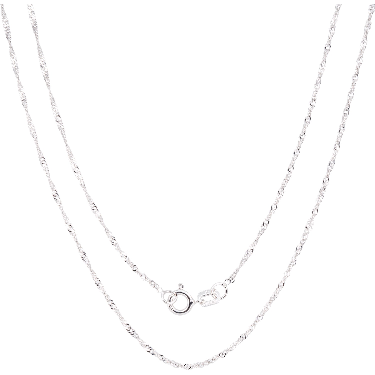 Shop Fremada 14k White Gold Singapore Chain Necklace (16-30 inch