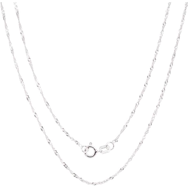 14k White Gold Singapore Chain Necklace (16-30 inch)