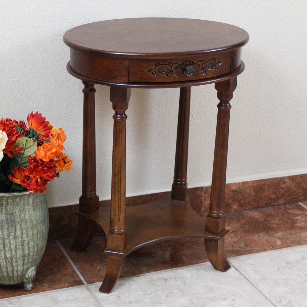 International Caravan Shangri la Hand carved Wood Oval Table