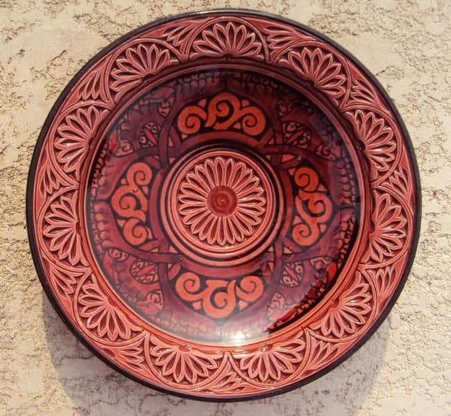 Handmade Ceramic Engraved Chili Plate (Morocco)