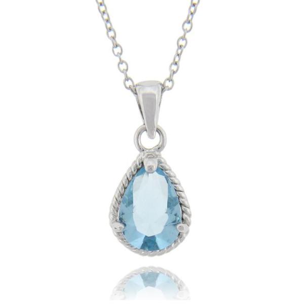 Dolce Giavonna Sterling Silver Blue Topaz and Diamond Accent Teardrop ...