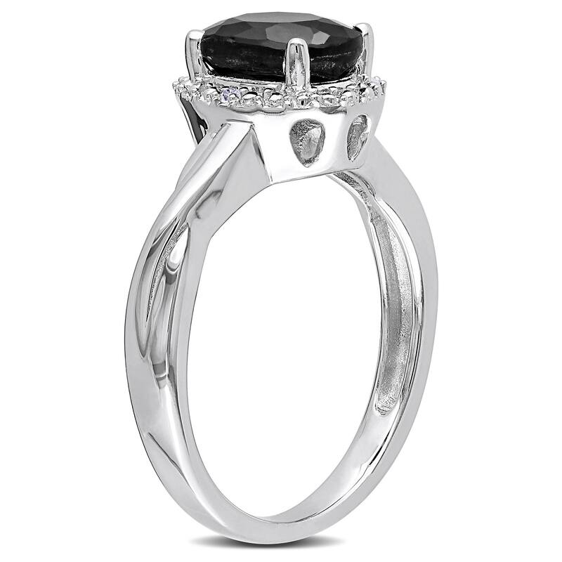 Miadora Sterling Silver Black Sapphire and Diamond Accent Ring