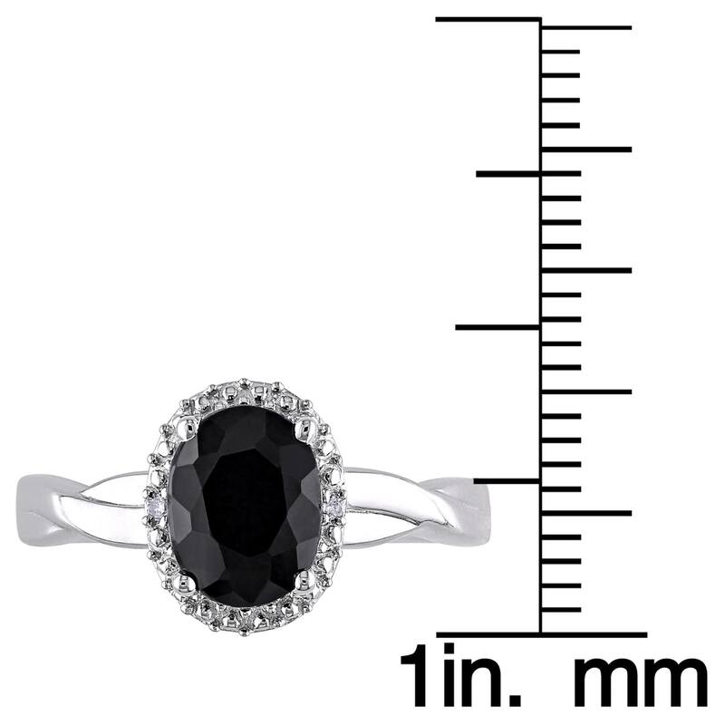Miadora Sterling Silver Black Sapphire and Diamond Accent Ring
