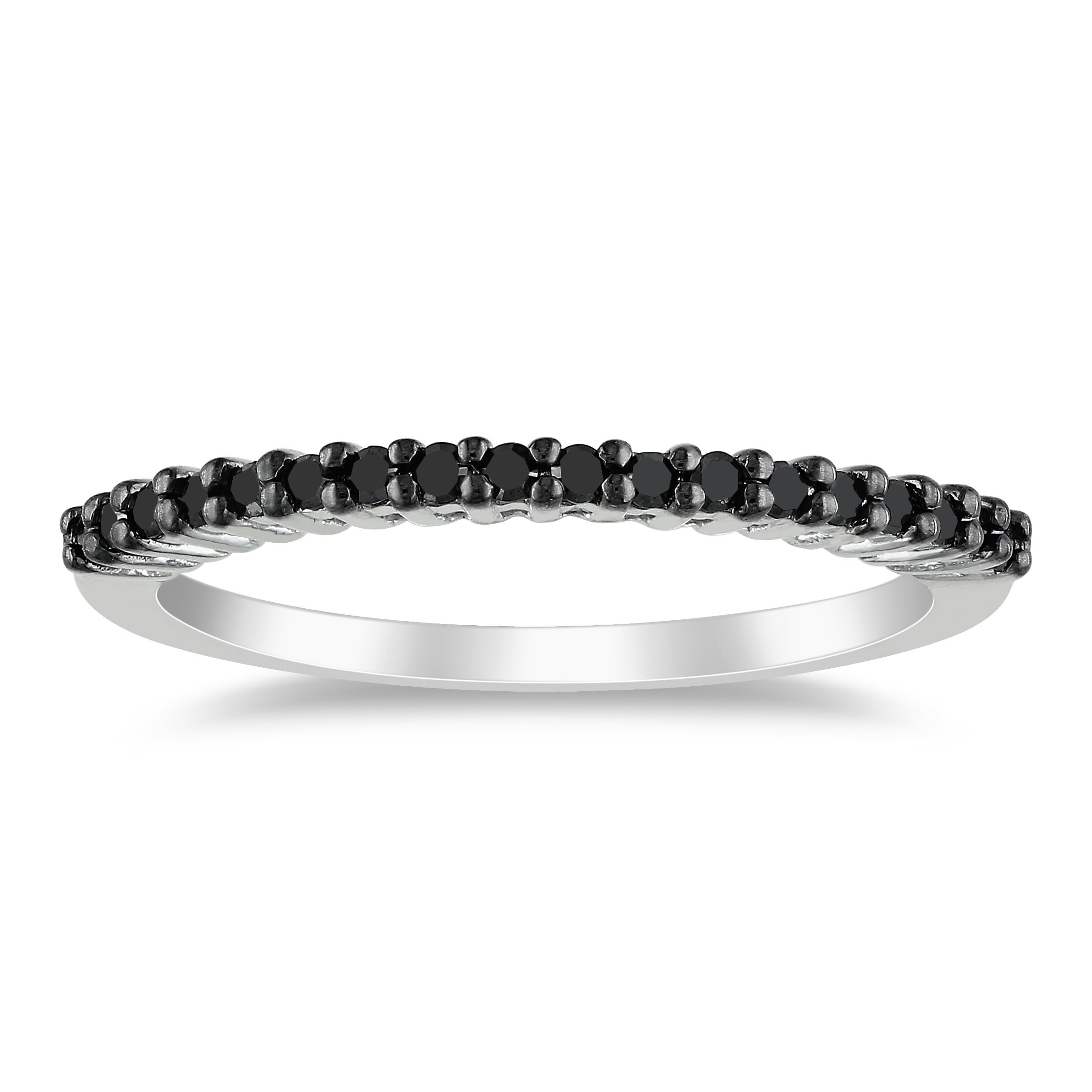 Miadora Sterling Silver 1/5ct TDW Black Diamond Band