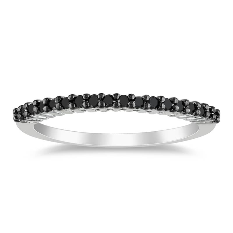 Miadora Sterling Silver 1/5ct TDW Black Diamond Band - 5