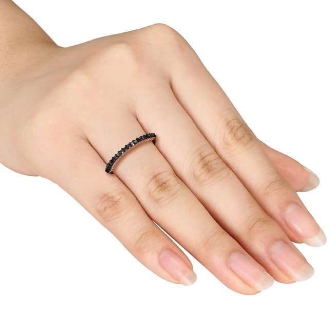 Miadora Sterling Silver 1/5ct TDW Black Diamond Band