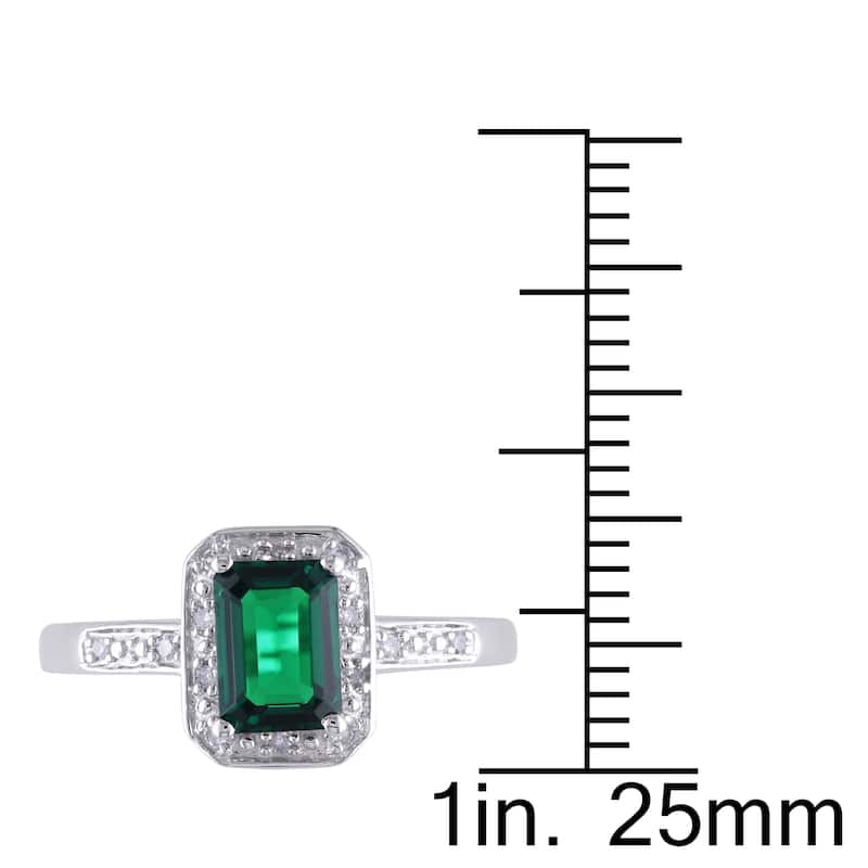 Miadora 10k White Gold Created Emerald and Diamond Accent Ring