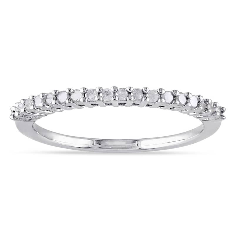 Miadora Sterling Silver 1/ 5ct TDW Diamond Thin Stackable Wedding Band (H-I, I2-I3) - 5