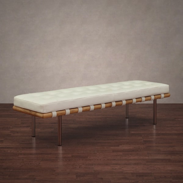 Andalucia modern white leather bench large 60 inch free shipping ... Patio décor Andaluces